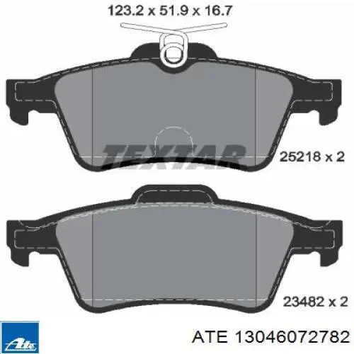 Задні гальмівні колодки ATE 13046072782 ціна, від 32.25 USD