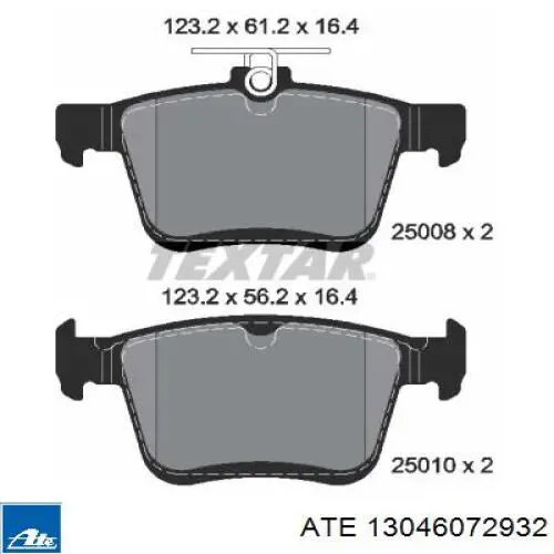 Колодки гальмові задні, дискові 13046072932 ATE