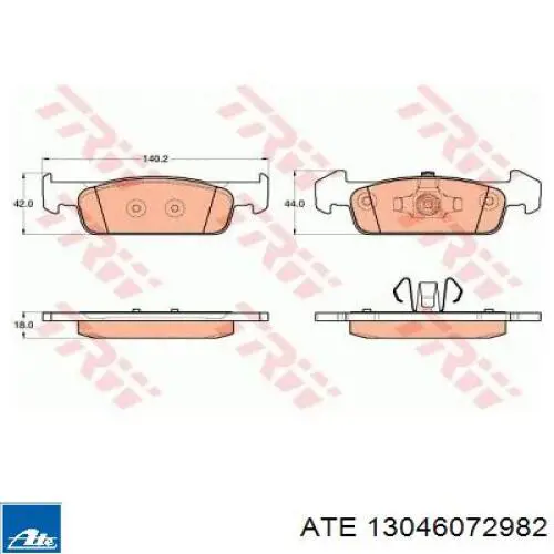 Гальмівні колодки ATE 13046072982 ціна, від 28.32 USD