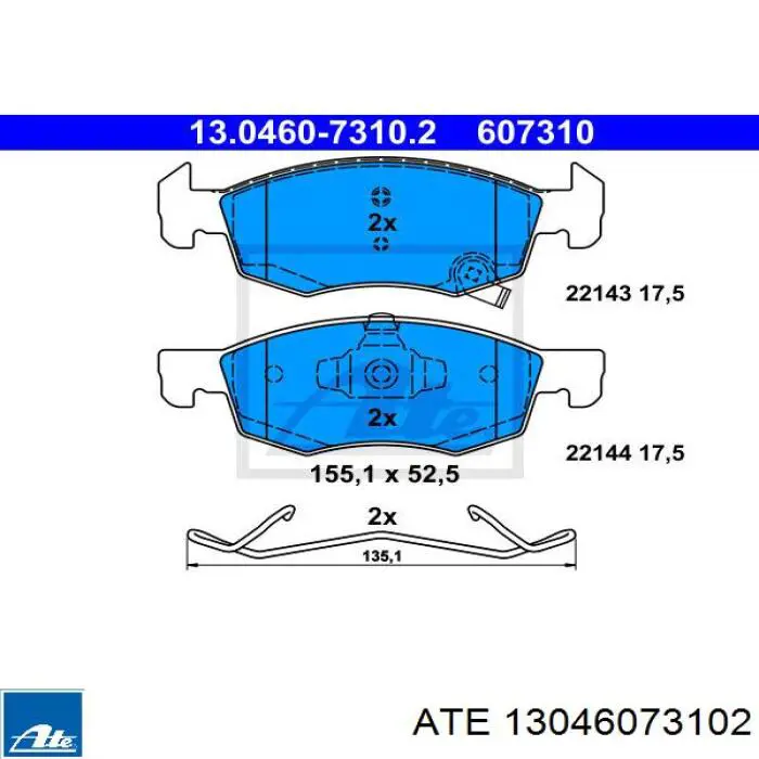 Колодки гальмівні передні, дискові 13046073102 ATE