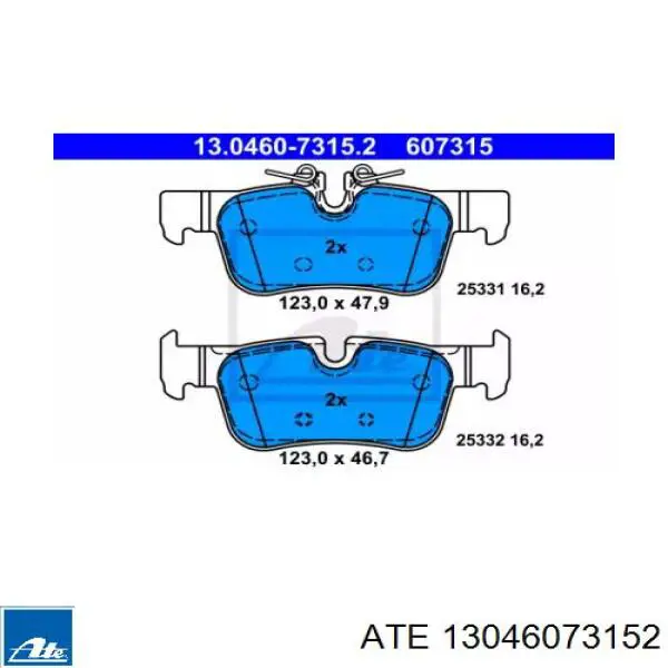 Колодки гальмові задні, дискові 13046073152 ATE