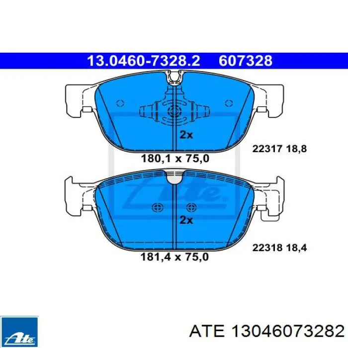 Колодки гальмівні передні, дискові 13046073282 ATE