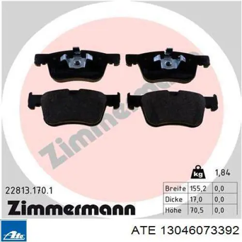 Гальмівні колодки ATE 13046073392 ціна, від 74.55 USD