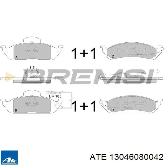 13046080042 ATE Передні гальмівні колодки