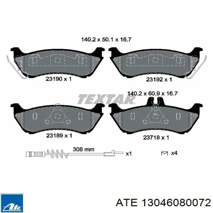 Задні гальмівні колодки ATE 13046080072 ціна, від 31.86 USD