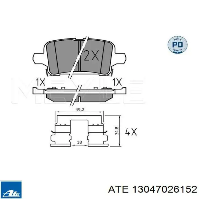 Задні гальмівні колодки ATE 13047026152 ціна, від 40.37 USD