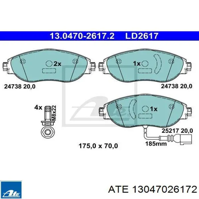 Гальмівні колодки ATE 13047026172 ціна, від 84.46 USD