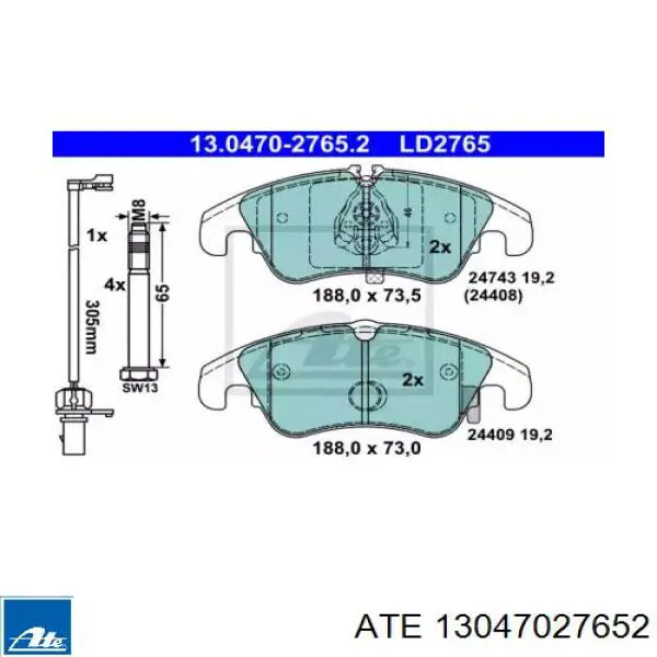 Тормозні колодки ATE 13047027652