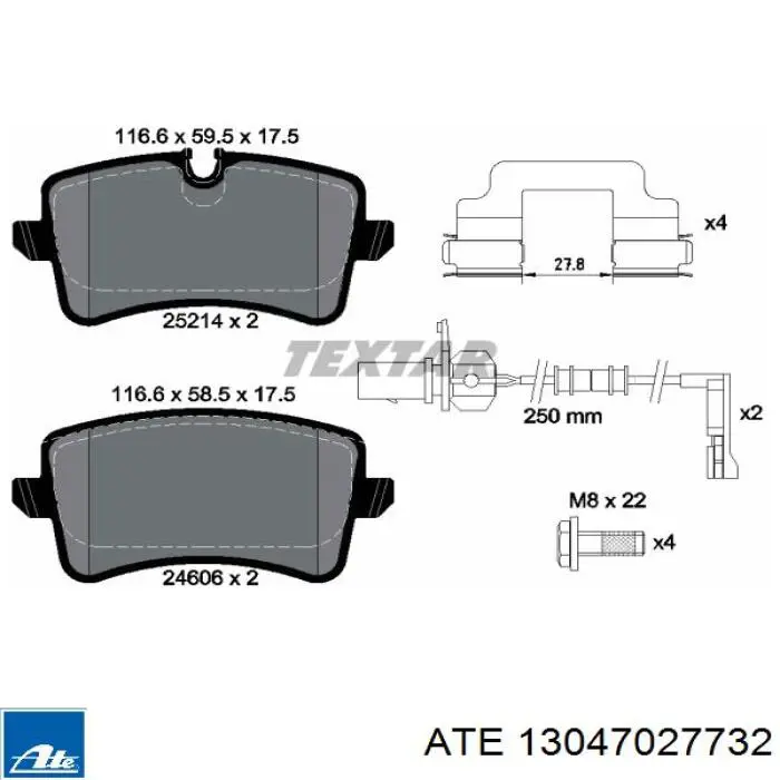 Задні гальмівні колодки ATE 13047027732 ціна, від 65.99 USD