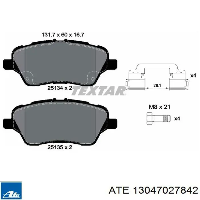 Гальмівні колодки ATE 13047027842 ціна, від 34.69 USD
