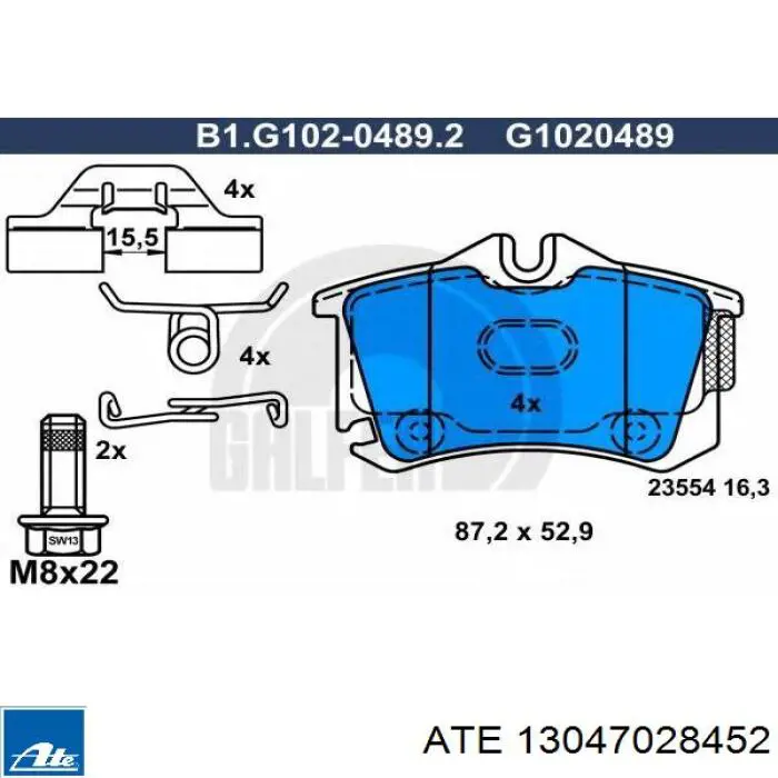 Задні гальмівні колодки ATE 13047028452 ціна, від 18.54 USD