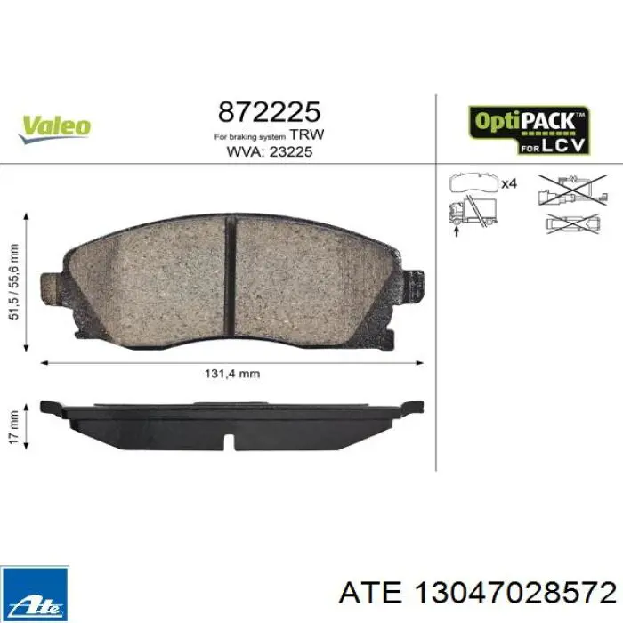 Гальмівні колодки ATE 13047028572 ціна, від 17.49 USD