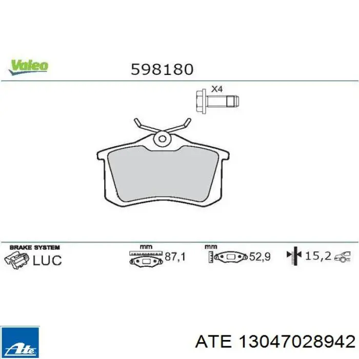 Задні гальмівні колодки ATE 13047028942 ціна, від 22.47 USD