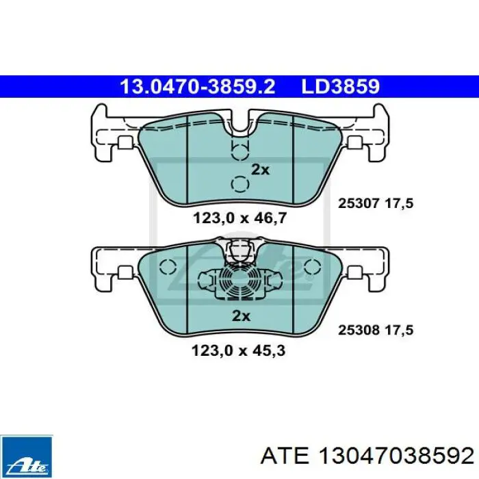 Колодки гальмові задні, дискові 13047038592 ATE