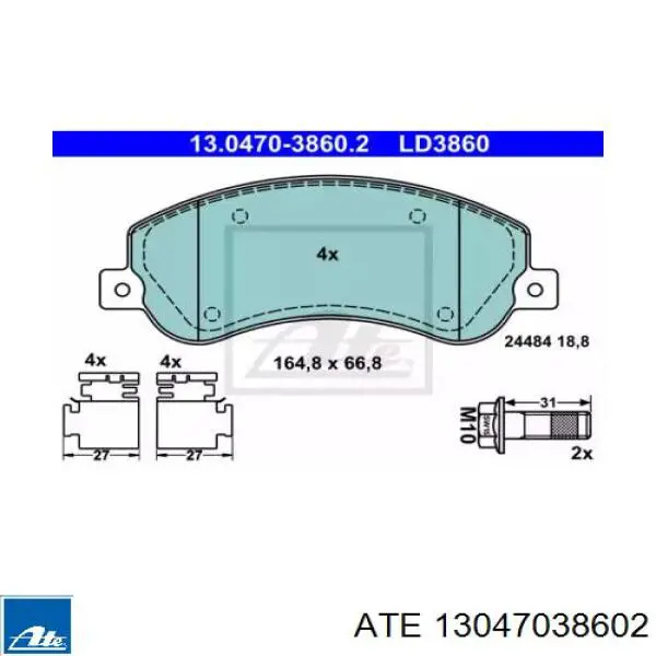 Гальмівні колодки ATE 13047038602 ціна, від 30.83 USD