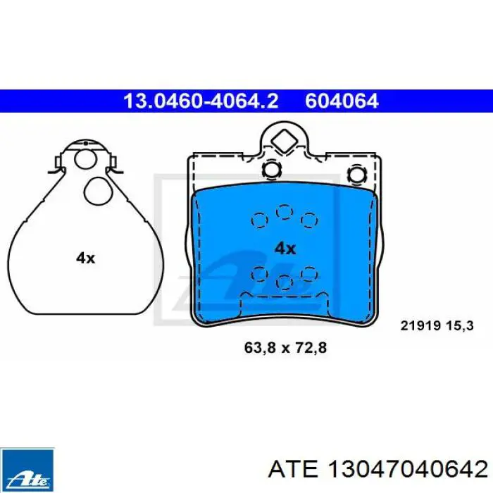 Задні гальмівні колодки ATE 13047040642 ціна, від 19.09 USD