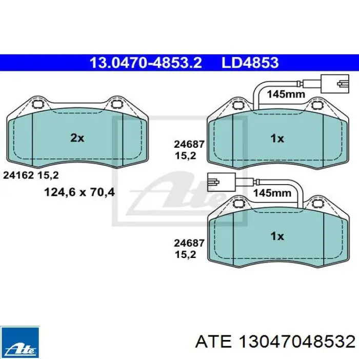 Колодки гальмівні передні, дискові 13047048532 ATE