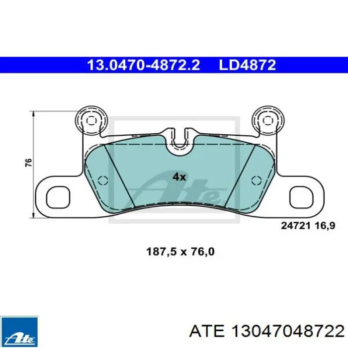 Колодки гальмові задні, дискові 13047048722 ATE