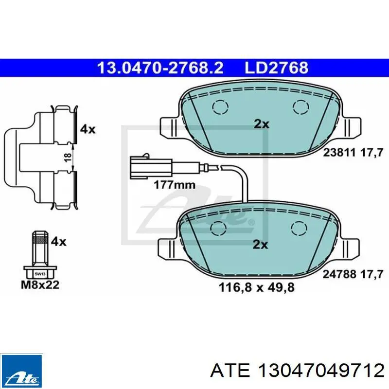 Тормозні колодки ATE 13047049712