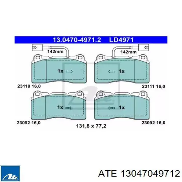 13047049712 ATE Передні гальмівні колодки