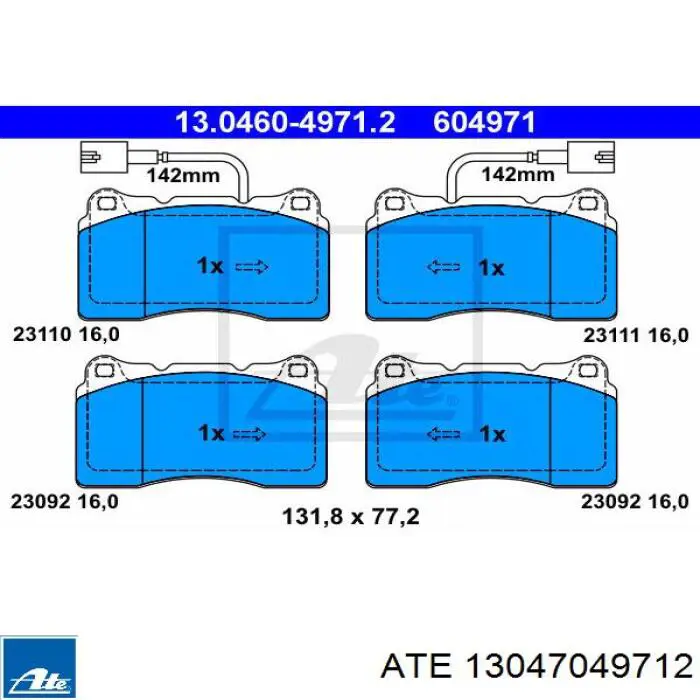 Колодки гальмівні передні, дискові 13047049712 ATE