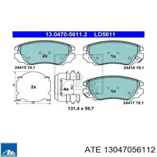 Гальмівні колодки ATE 13047056112 ціна, від 30.28 USD