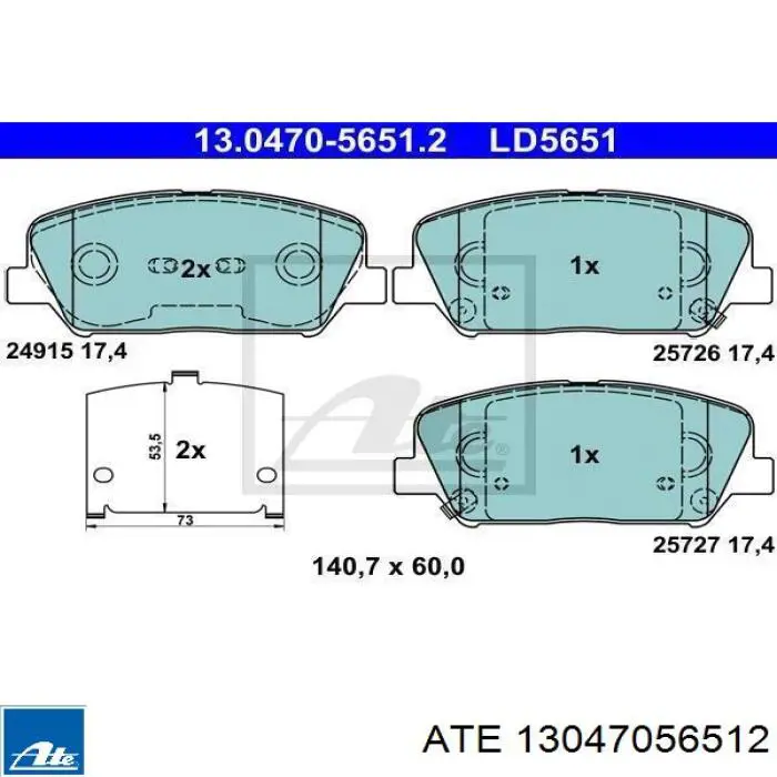Колодки гальмівні передні, дискові 13047056512 ATE