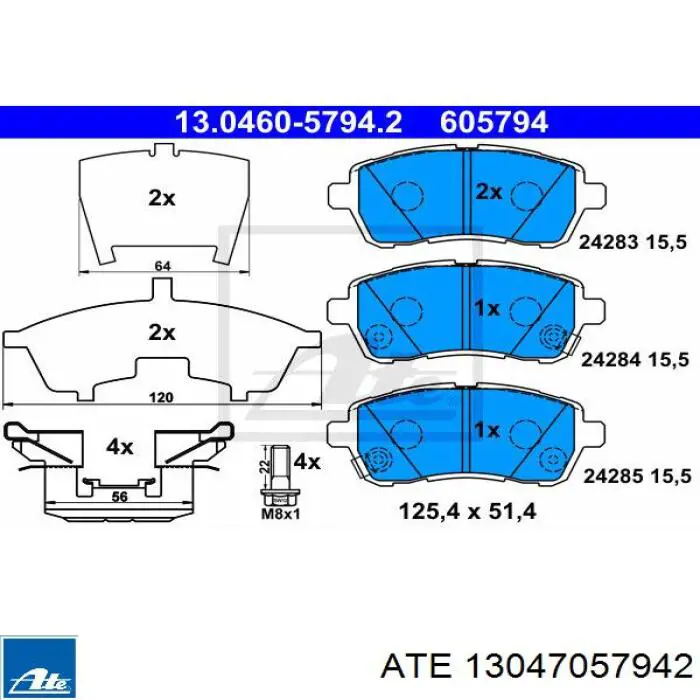 Колодки гальмівні передні, дискові 13047057942 ATE