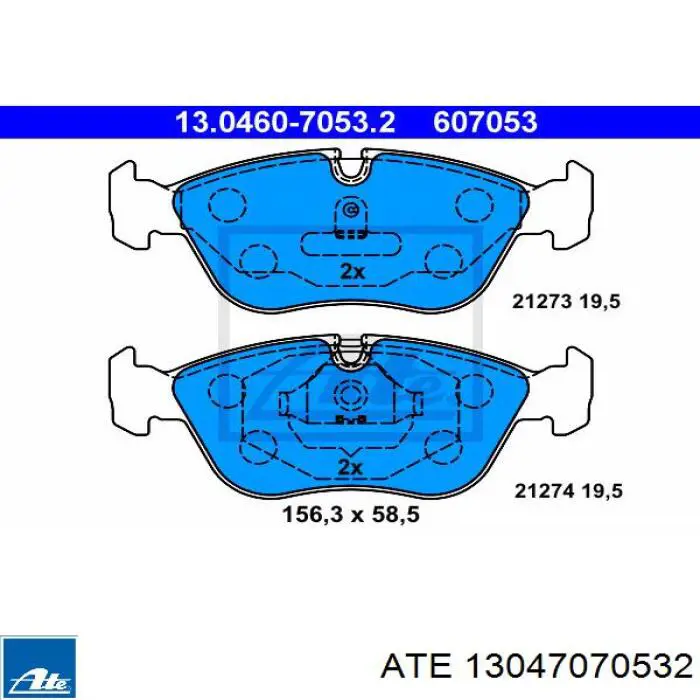 Колодки гальмівні передні, дискові 13047070532 ATE
