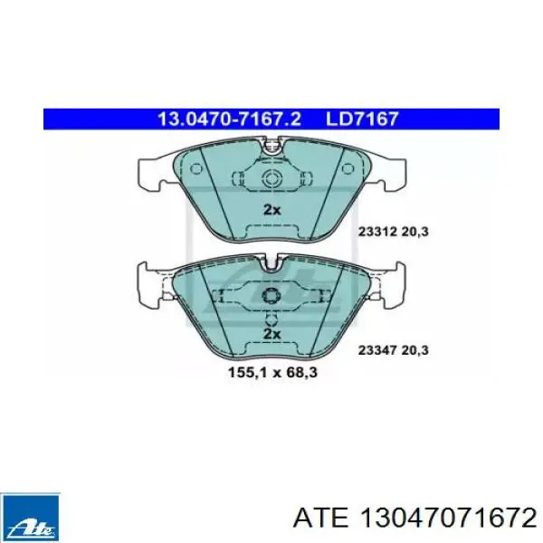 Гальмівні колодки ATE 13047071672 ціна, від 46.42 USD