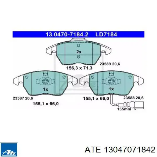 Колодки гальмівні передні, дискові 13047071842 ATE