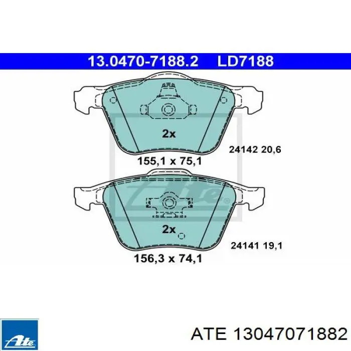 Колодки гальмівні передні, дискові 13047071882 ATE