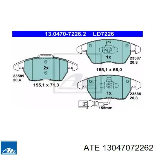 Гальмівні колодки ATE 13047072262 ціна, від 29.98 USD