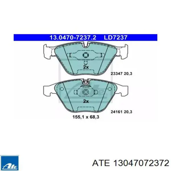 Колодки гальмівні передні, дискові 13047072372 ATE