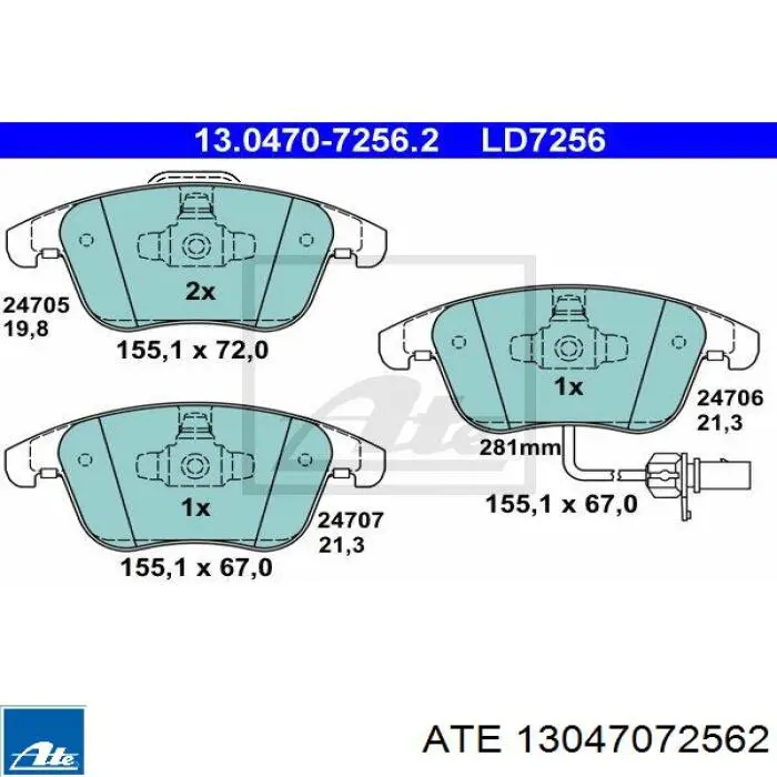 Гальмівні колодки ATE 13047072562 ціна, від 53.39 USD