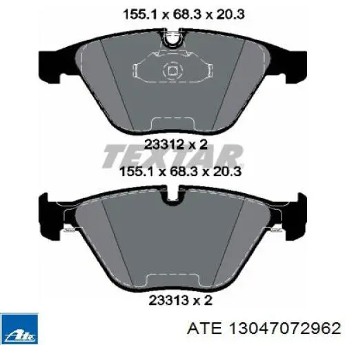 Гальмівні колодки ATE 13047072962 ціна, від 46.42 USD