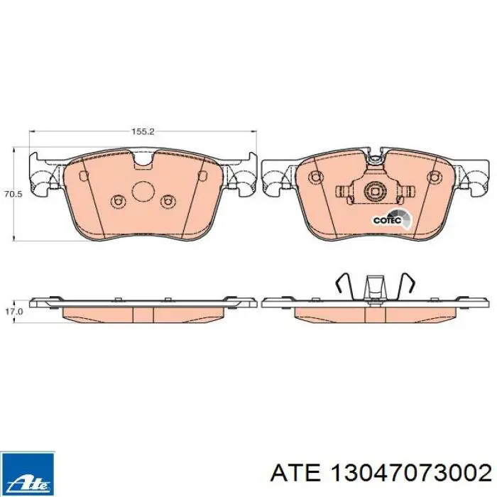 Передні тормозні колодки 13047073002 ATE