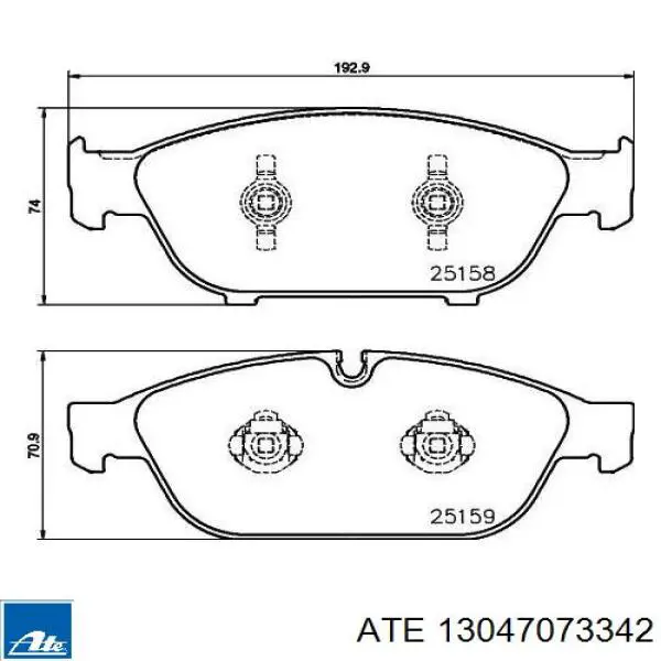 Колодки гальмівні передні, дискові 13047073342 ATE