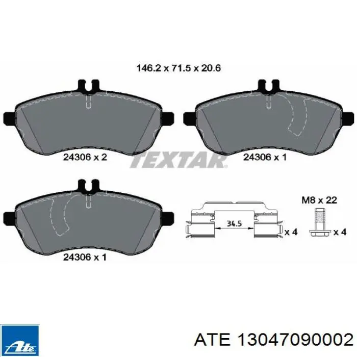 Гальмівні колодки ATE 13047090002 ціна, від 39.78 USD