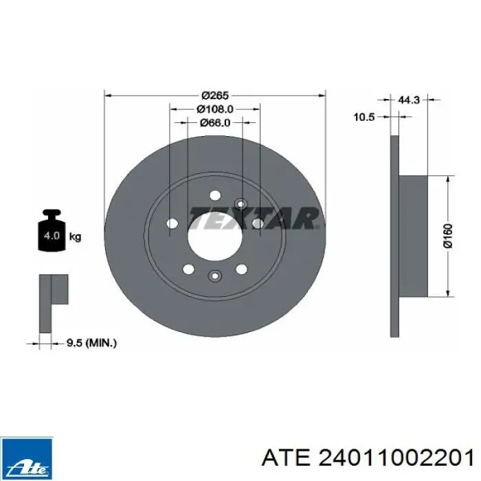 Задні дискові гальма ATE 24011002201 ціна, від 19.50 USD