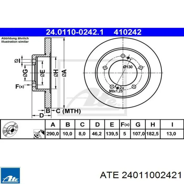 Диск гальмівний передній 24011002421 ATE