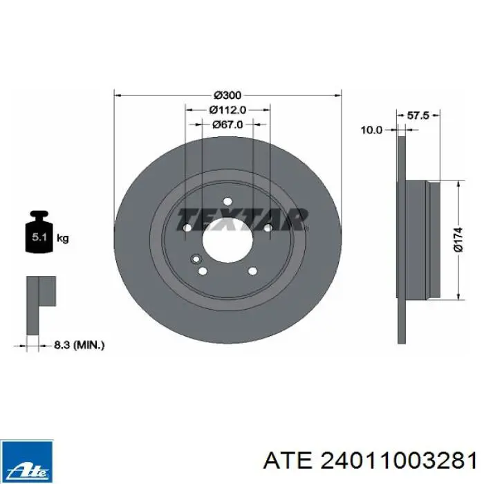 Задні дискові гальма ATE 24011003281 ціна, від 47.23 USD