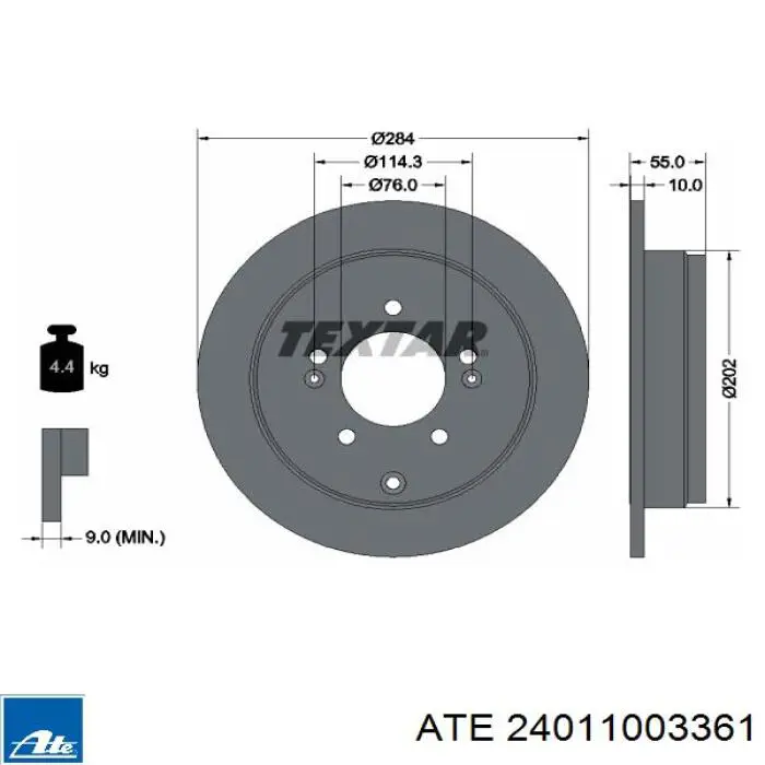 24011003361 ATE диск гальмівний задній