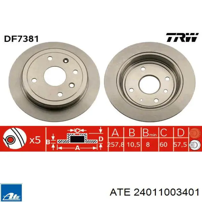 Задні дискові гальма ATE 24011003401 ціна, від 34.10 USD