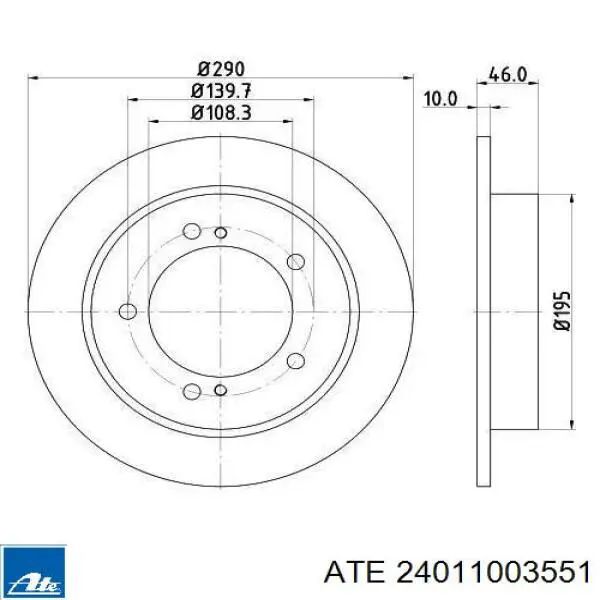 Диск переднього гальма ATE 24011003551 ціна, від 30.51 USD