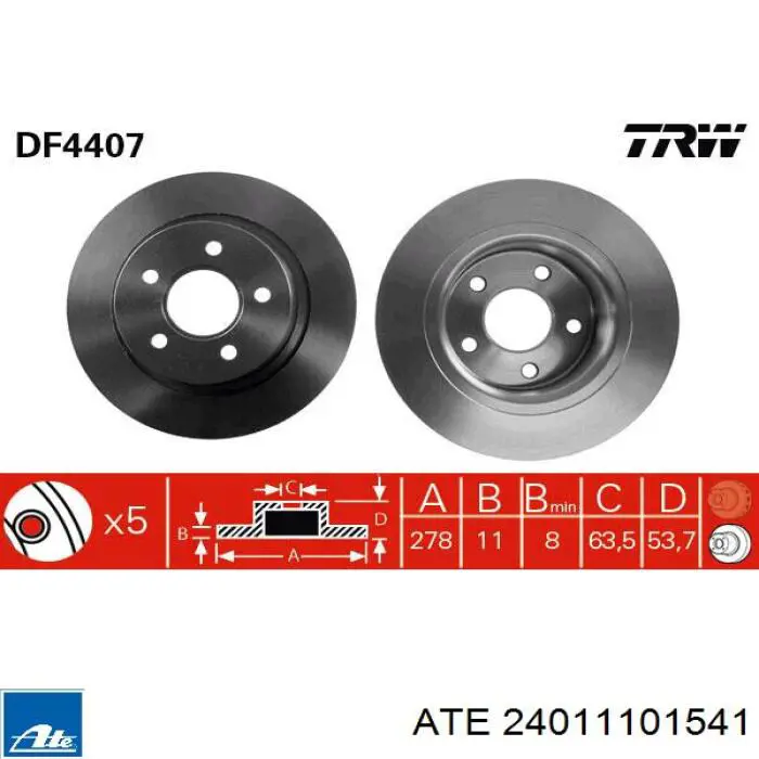 Задні дискові гальма ATE 24011101541 ціна, від 32.38 USD