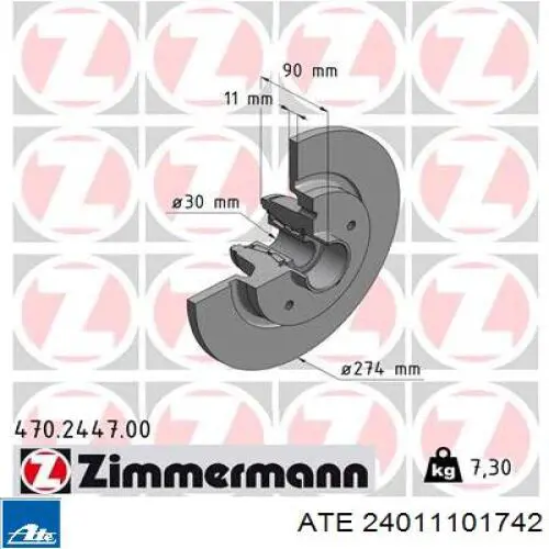 Задні дискові гальма ATE 24011101742 ціна, від 59.06 USD