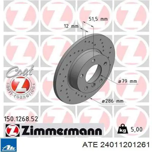 Диск переднього гальма ATE 24011201261 ціна, від 33.15 USD