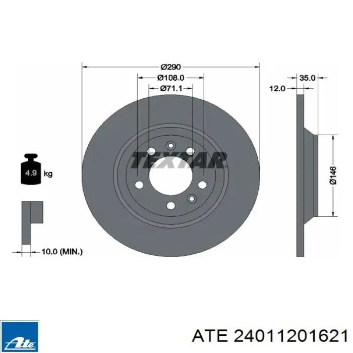 Задні дискові гальма ATE 24011201621 ціна, від 38.19 USD