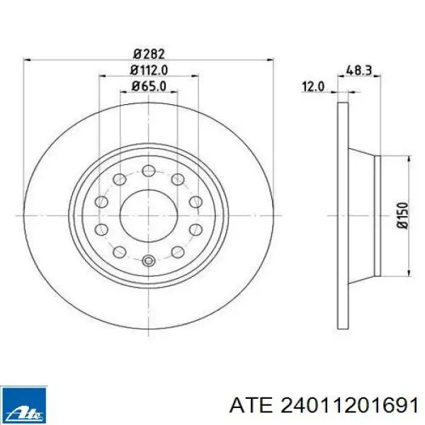 24011201691 ATE диск гальмівний задній